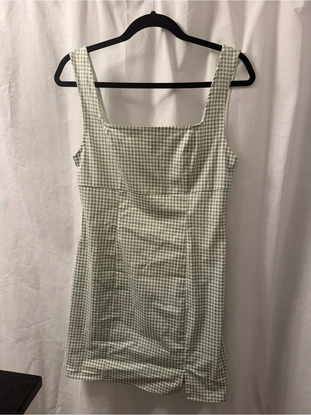 Lulu's Green Gingham Square Neck Mini Dress
